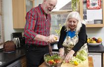 elderly couple in kitchen