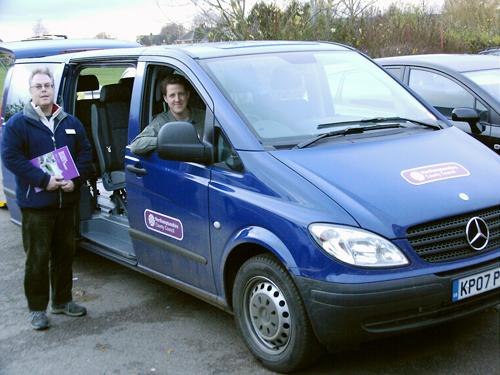 November 2007. Craig White an Accessibility Planning Officer for Northamptonshire County Council and Matt Hammon (driver) a Managing Consultant show-off a new Mercedes Benz mini-bus.