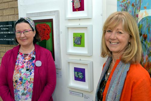 Photographs by Geoff Carverhill:  ·      Towcester artist Lizzi Holt with her highly commended art brooches and Amanda Lowther, DL, award selector.