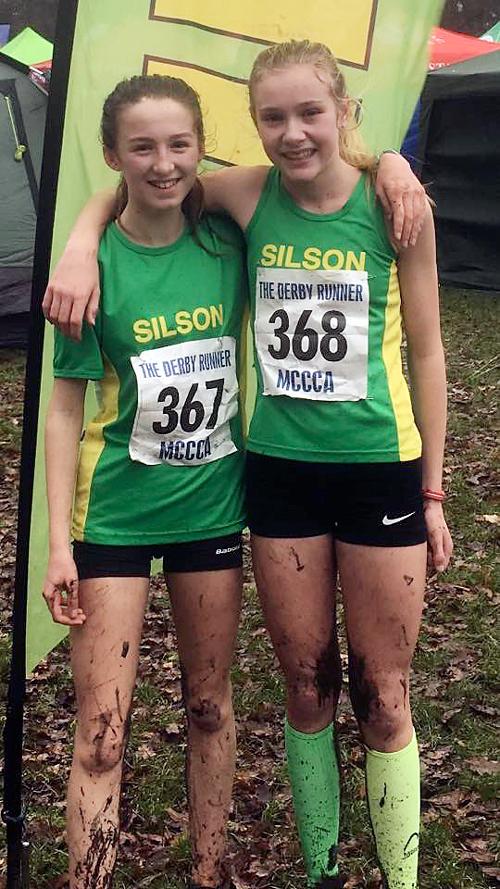 Amy Harris and Emily Hinton (both u13) after Midlands XC Championship race.
