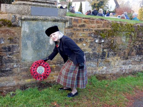 Marna Perrigo the Chairman of our Parish Council had laid a wreath on behalf of everyone in the parish and villagers dotted around the assembled crowd read out the names of those from this village who had been killed in action during both world wars.