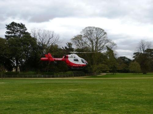 Herts Air Ambulance landing at Munden House Estate