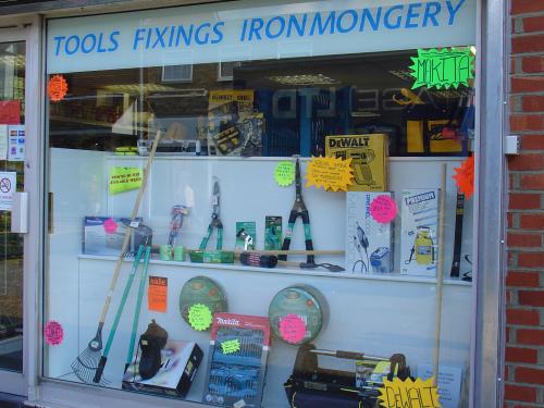 Hardware store front window