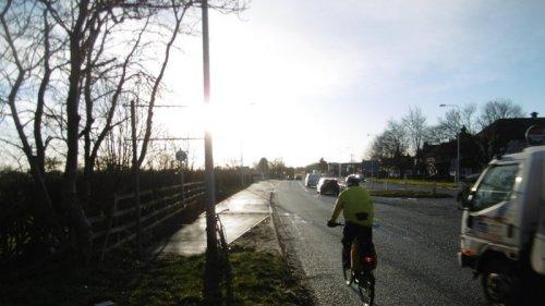 A540 - low and bright winter sun is particularly dangerous for cyclists