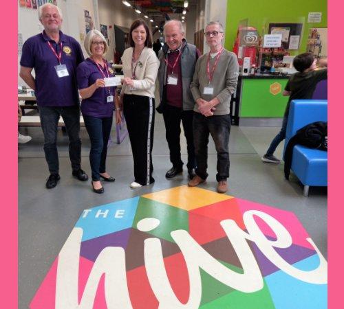 Members of the Willaston and South Wirral Rotary Club visited The Hive Youth Zone to present a cheque for money raised through a varied programme of activities. 