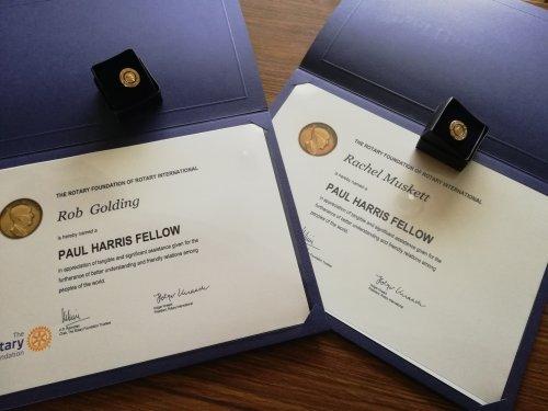 Paul Harris Fellow certificates.