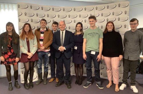 Members of Cheshire Youth Commission with PCC David Keane