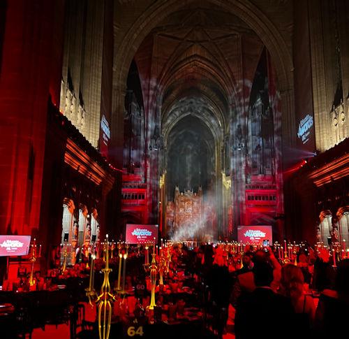 Interior shot of Liverpool Cathedral, taken on the night.