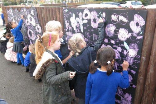 100 poppies at Neston Primary School