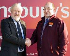 Andrew Miller MP with Sainsbury's Neston store manager, Tim Hassall