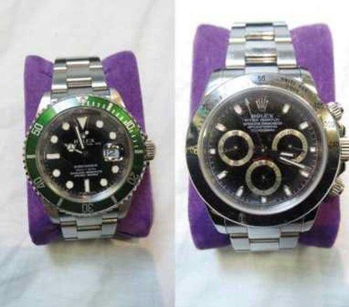 Two of the stolen Rolex watches that were recovered.