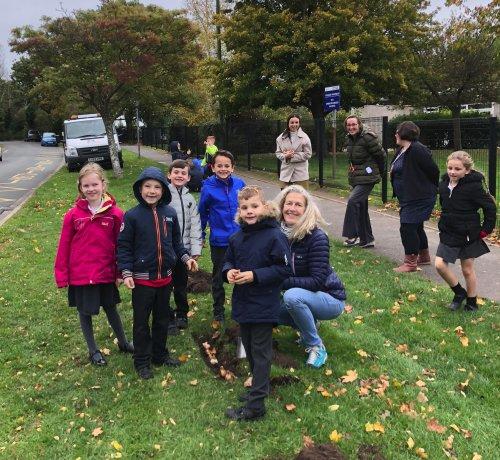 Woodfall children help with bulb planting in Neston