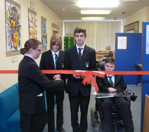 Cutting the ribbon for the newly revamped Overton 8 at Neston High School