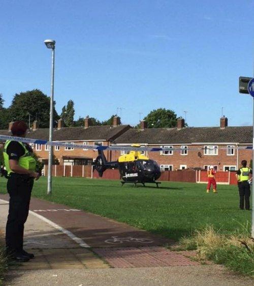 Air ambulance lands off Lverpool Road in Neston