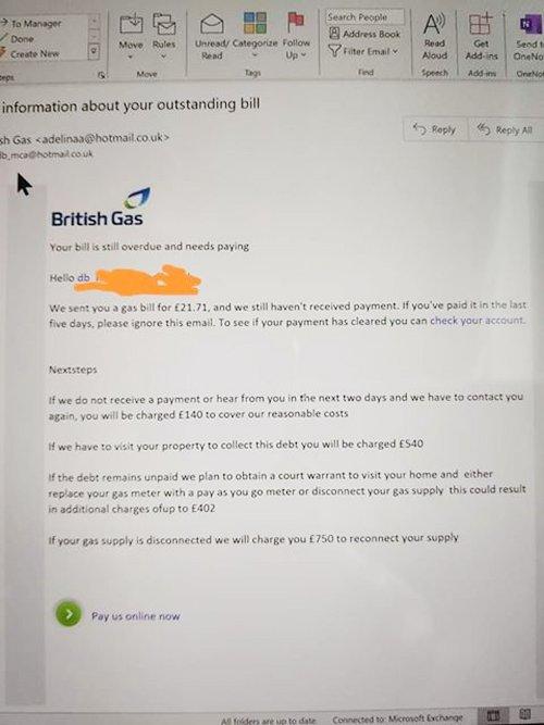 British Gas - scam email