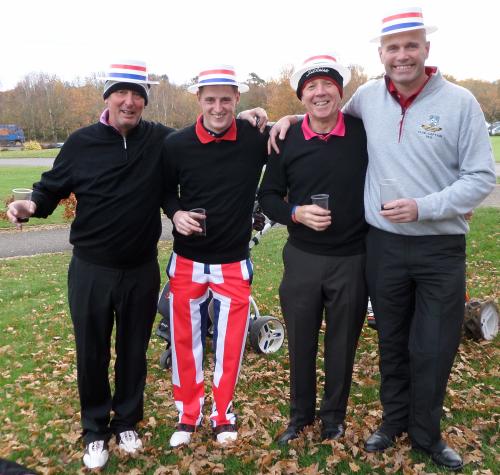 Charity Golf Day winners of the Best Dressed competition celebrate at Thornbury Golf Centre